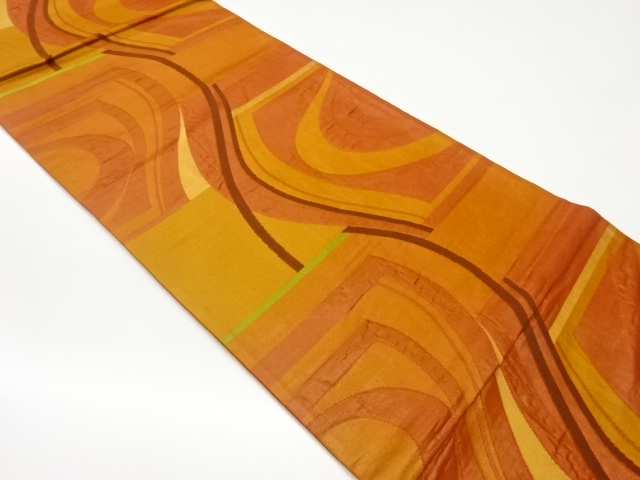 JAPANESE FUKURO OBI / MATELASSE / WOVEN ABSTRACT WAVY STRIPE